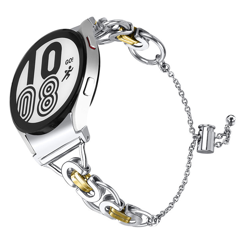 For Samsung Galaxy Watch4 Active 40mm 44mm Watch4 Classic 46mm 42mm Bracelet Wrist Strap Stainless Steel Bead Decor Smart Watch Band For Samsung Galaxy Watch4 Active 40mm 44mm Watch4 Classic 46mm 42mm Bracelet Wrist Strap Stainless Steel Bead Decor Smart Watch Band